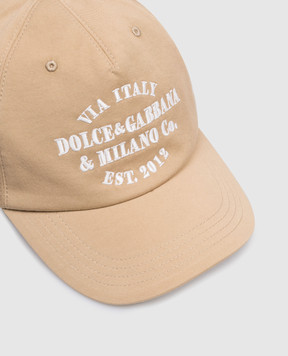 Dolce&Gabbana Children's brown cap with logo embroidery LB4H80LY110