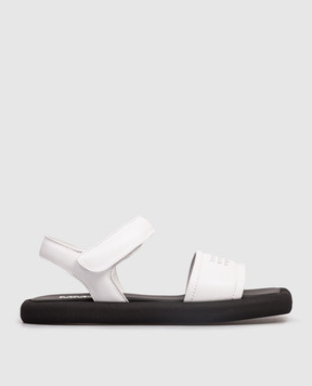 Maison Margiela MM6 Children's white leather sandals with logo 823903035