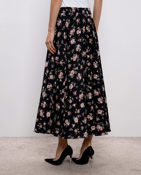 Dolce&Gabbana Black floral print silk midi skirt F4DBGTFSA8C