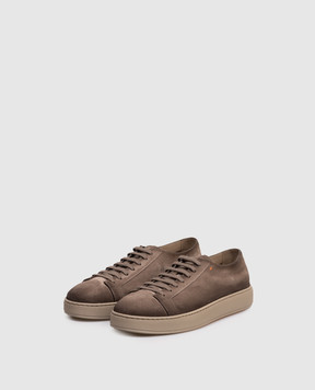 Santoni Brown suede sneakers with a degraded effect MBCD21571TARCAOL