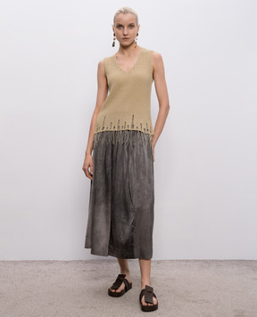 UMA WANG Beige top with fringe UK7140
