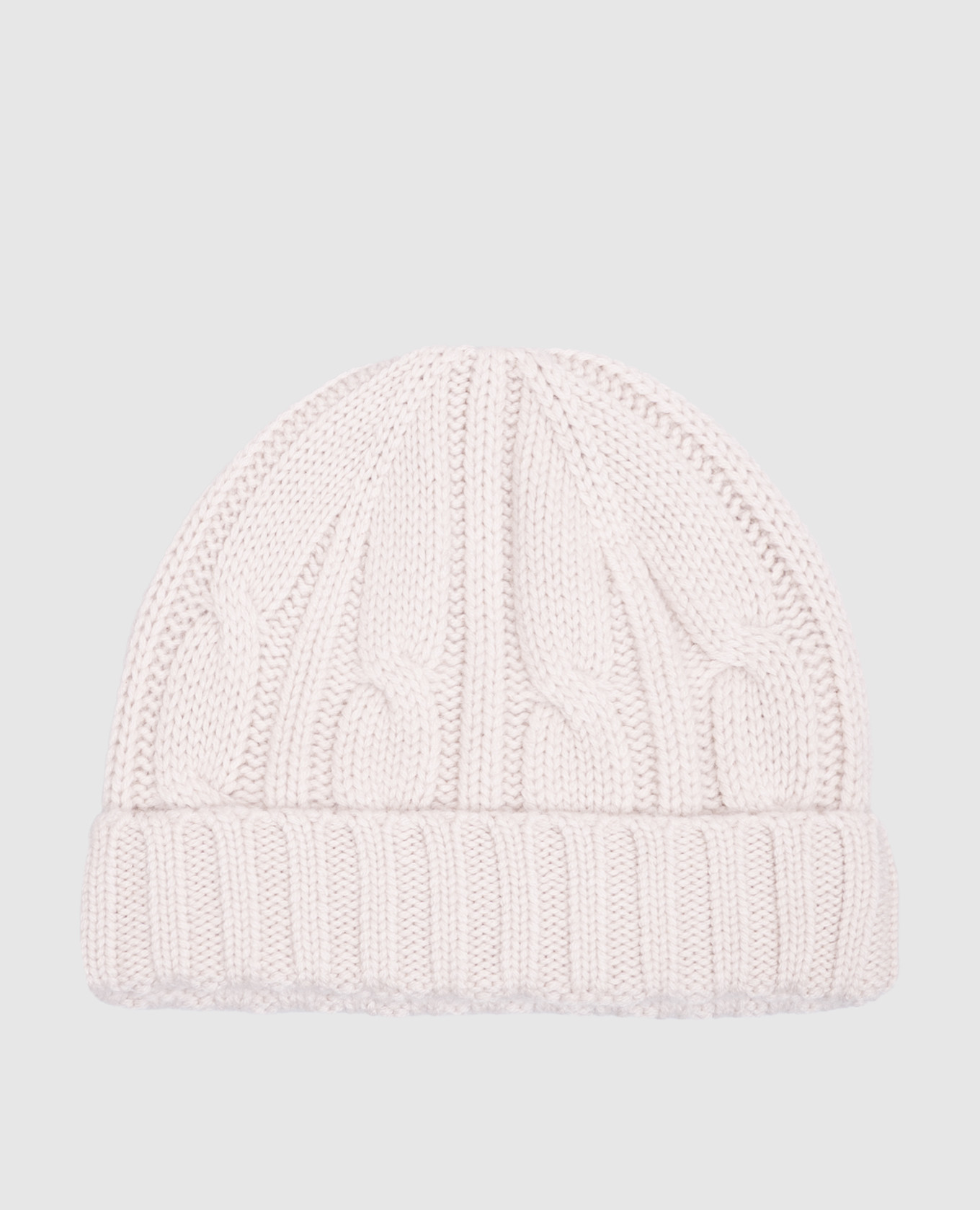 Beige cashmere hat with textured pattern