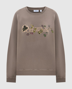Off-White Brown Bookish Leaves Sweatshirt 2BA055S26FLE003