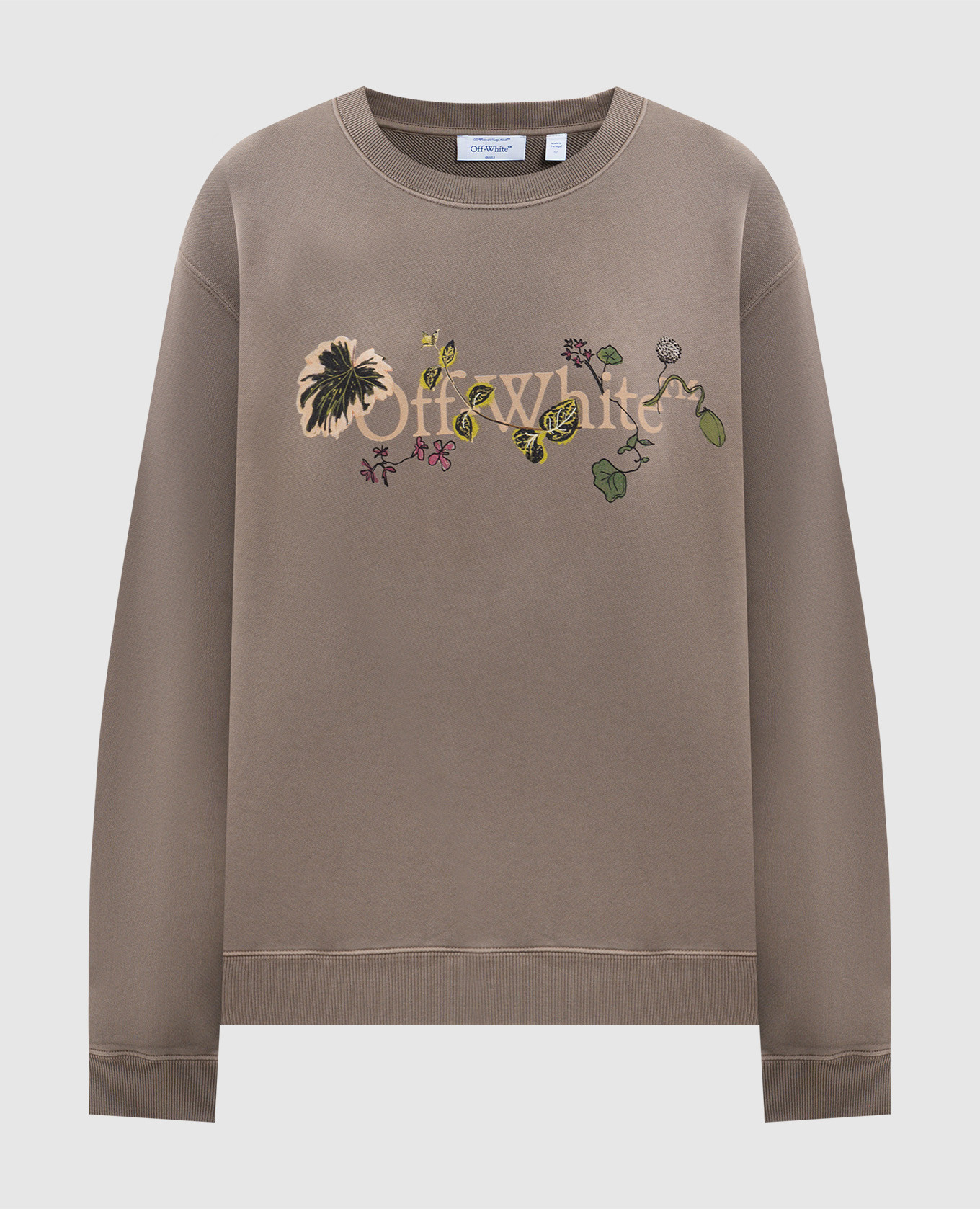 Brown Bookish Leaves Sweatshirt Off-White