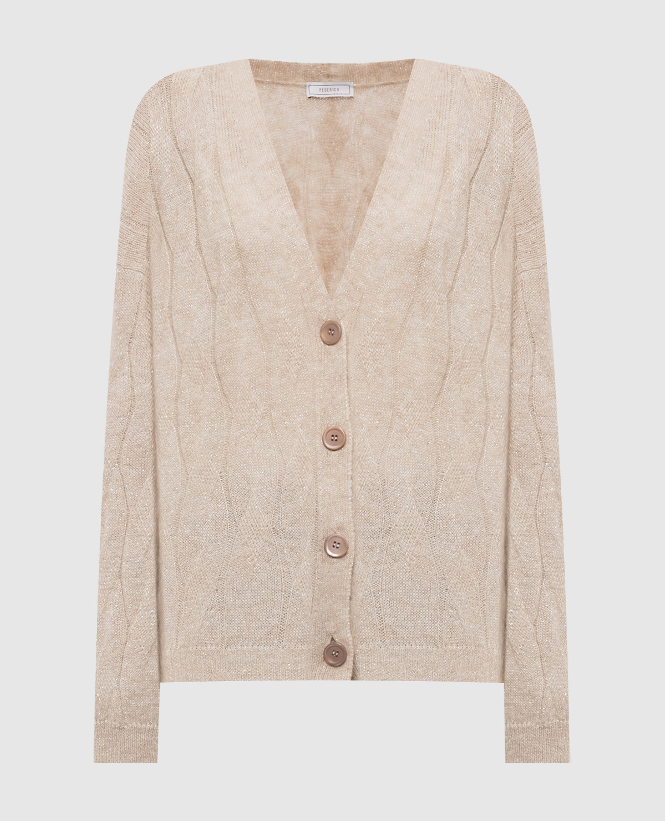 Beige wool cardigan with lurex Peserico