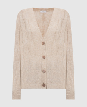 Peserico Beige wool cardigan with lurex A99254F07A9103