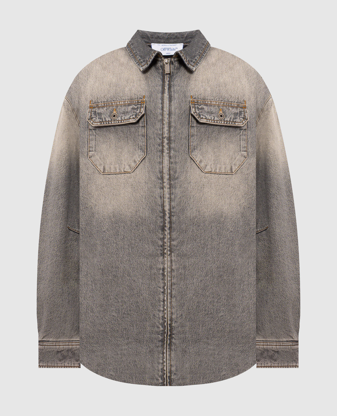 Giacca-camicia in denim grigio