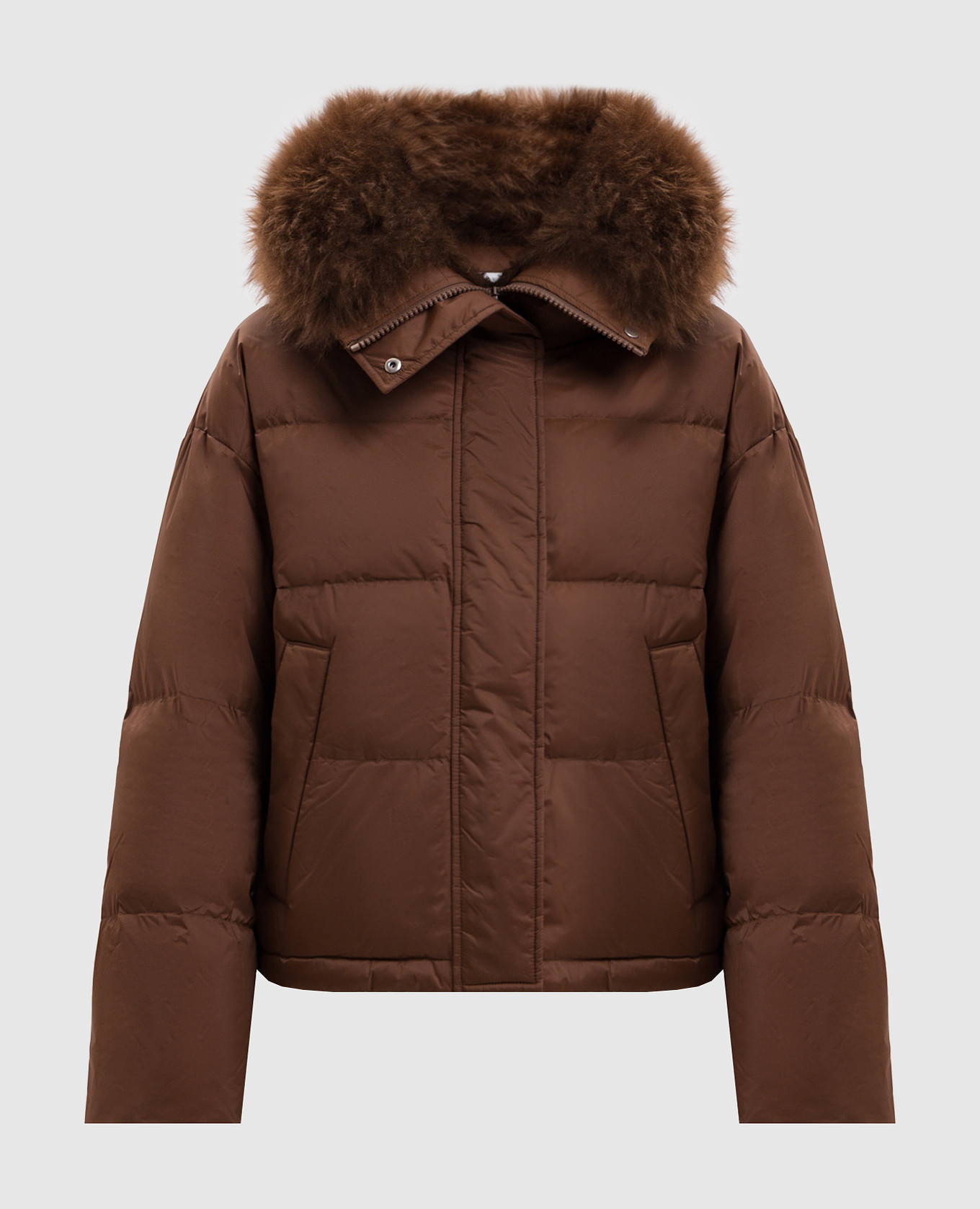 Brown down jacket with fur