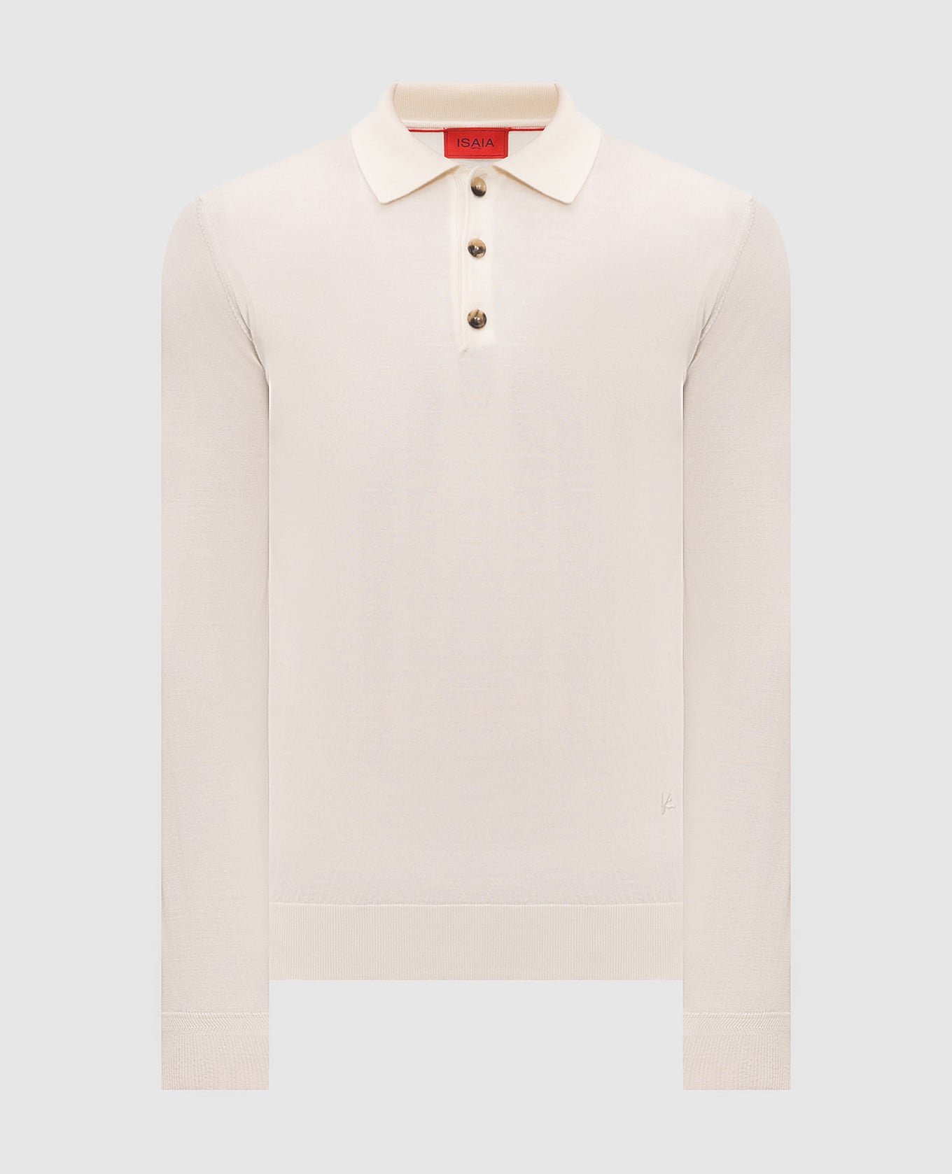 Beige wool, silk and cashmere polo shirt