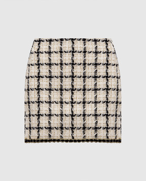 Twinset Ivory checked tweed skirt 262TP2751