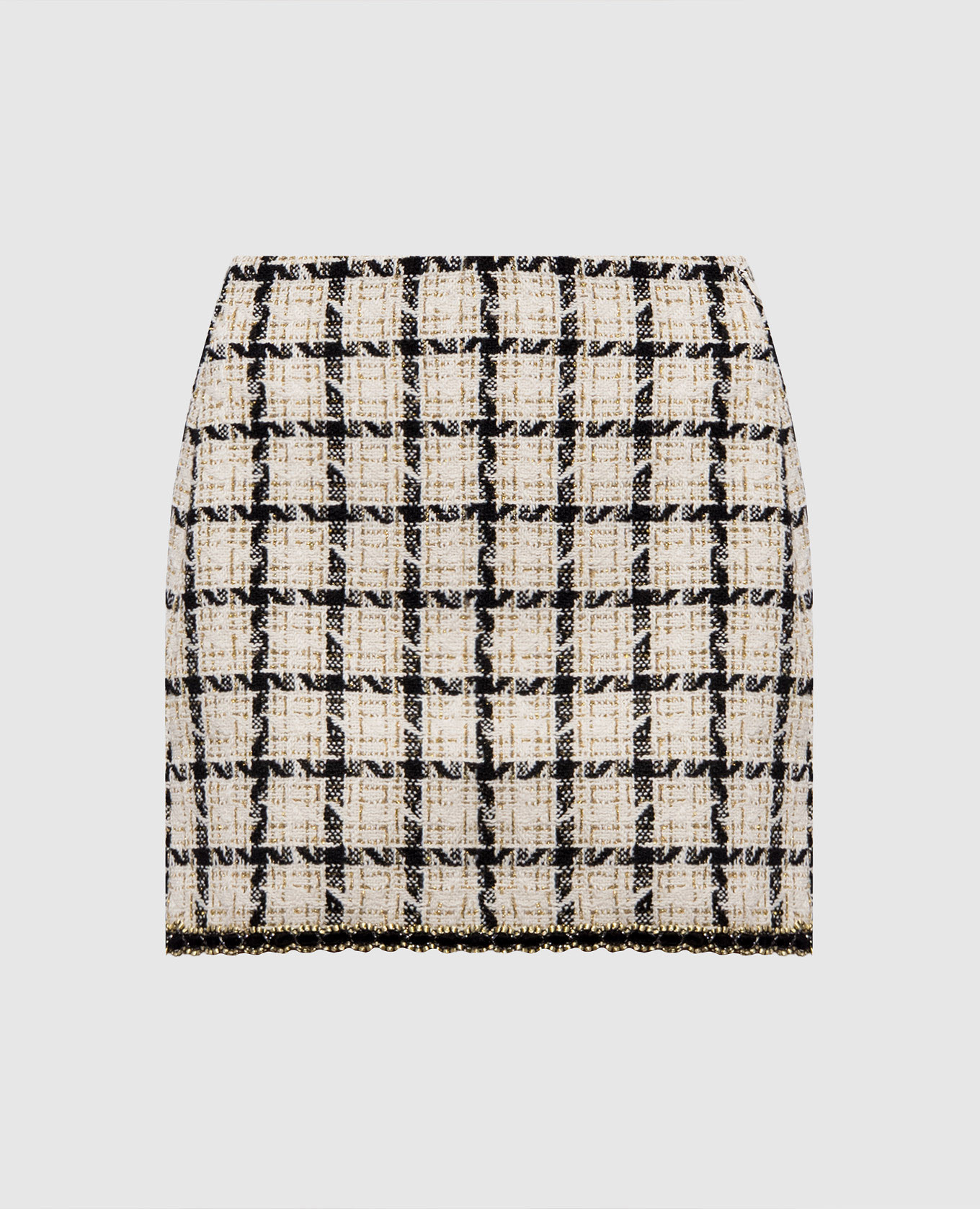 Ivory checked tweed skirt