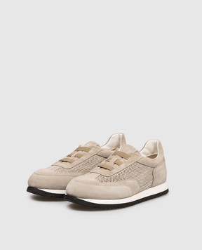Doucal's Beige combination sneakers with logo DU3389ATLARZ756
