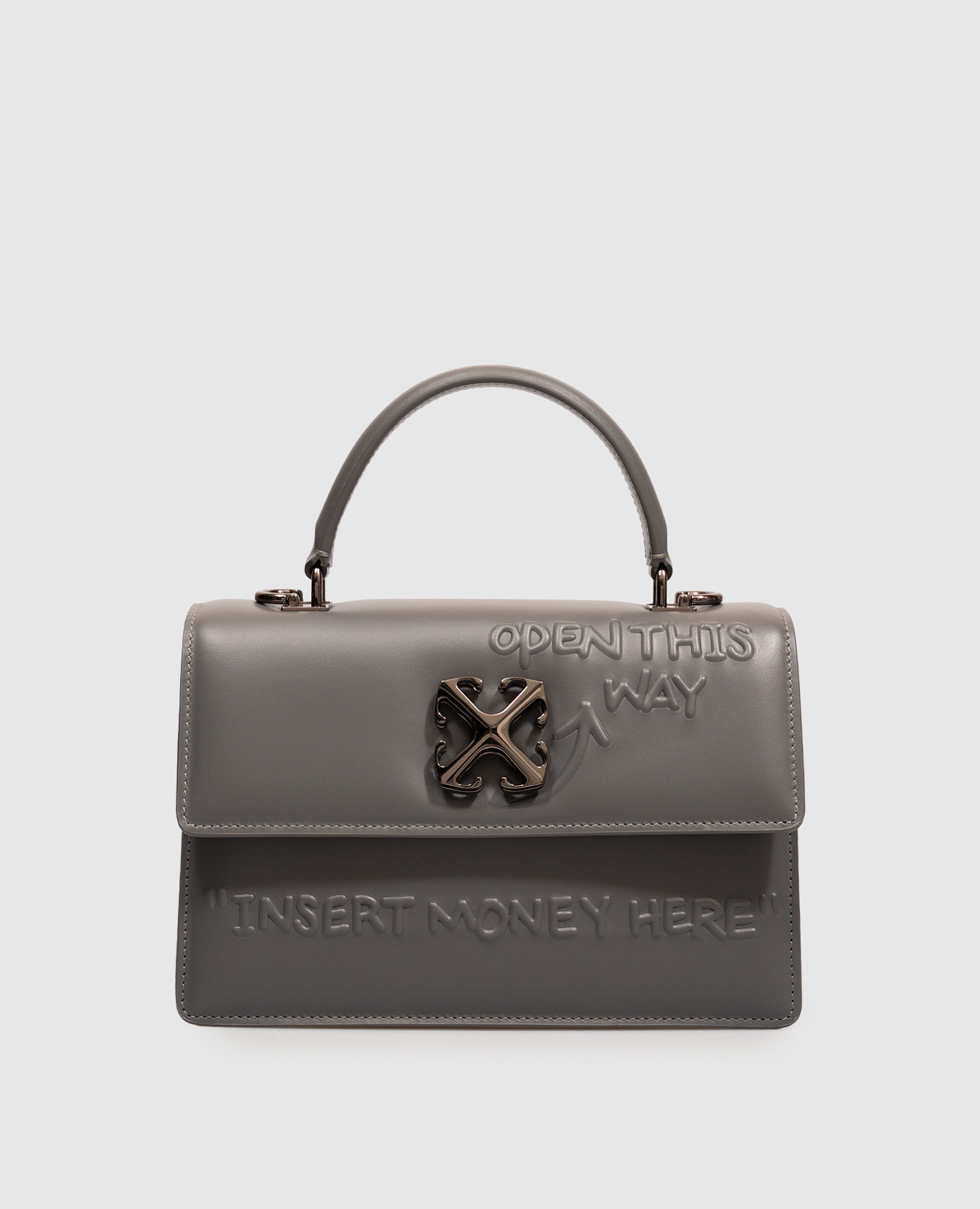 Jitney 1.4 Grey Leather Bag Off-White