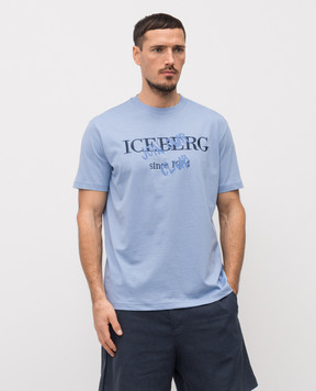 Iceberg Blue T-shirt with embroidered logo F0106325