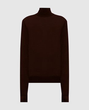 Saint Laurent Brown wool, cashmere and silk turtleneck 840802YAPK2