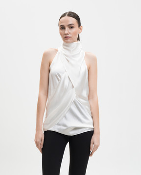 Balmain White silk top GF0AG905SE95