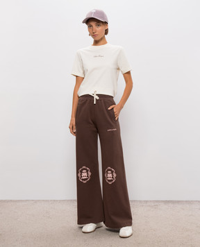 Palm Angels Brown sweatpants with branded print PAWCH001FL001