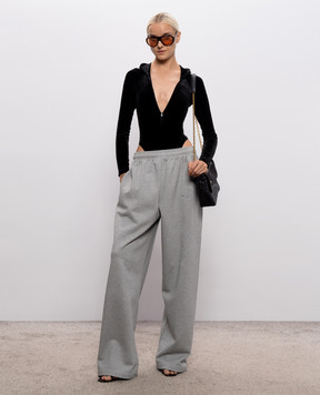 Vetements Black velour bodysuit with hood WH27BO115B