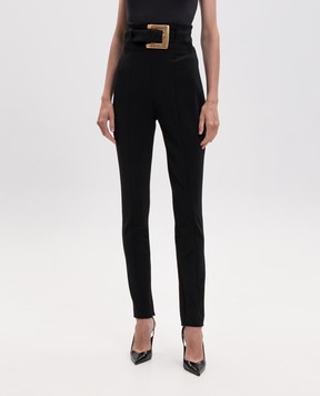 Balmain Black high-rise pants with belt GF1PL024JL05