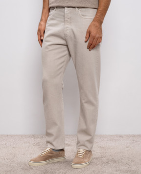 Brunello Cucinelli Grey jeans with logo patch M237PO1090