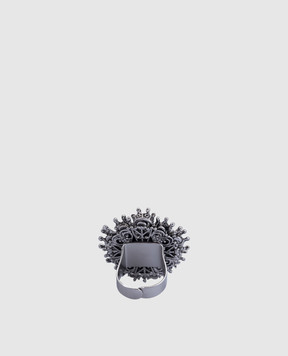 CelesteG Silver heart-shaped ring with beads 1180