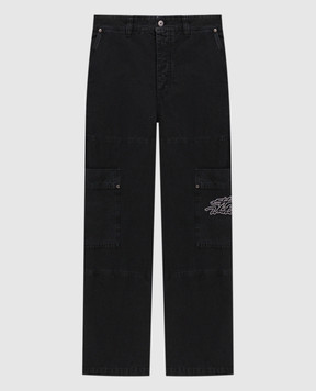 Off-White Black cargo pants with logo embroidery 44XCF04ES26F001
