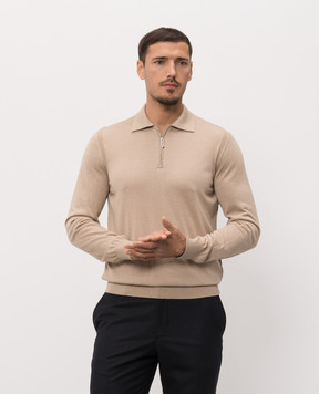 Stefano Ricci Beige cashmere and silk polo shirt K606125P30F26302
