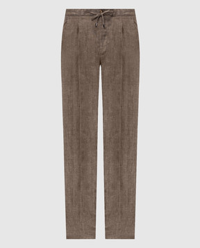 Enrico Mandelli Brown linen pants GYM02B6103