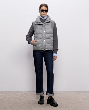 Peserico Gray down vest with monil chain A03470DA1945