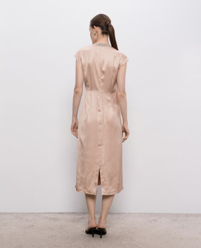 Peserico Pink midi dress with monil chain A02273B6638