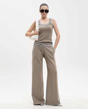 Off-White Brown ribbed tank top Spray 2AD072S26JER001