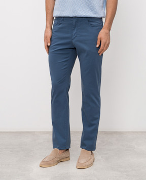 Stefano Ricci Blue pants with logo patch M8T61B0070TFANT