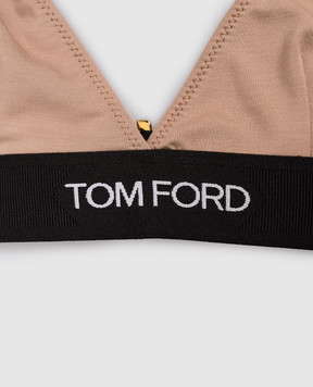 Tom Ford Beige bralette with contrasting logo BRJ009JEX011