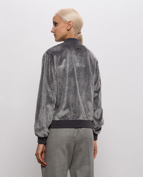 Peserico Gray corduroy bomber jacket A21046A1597