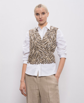 Brunello Cucinelli Brown vest with linen and silk lining MCWR07606