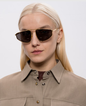 Bottega Veneta Gold sunglasses with logo engraving 861365V4450