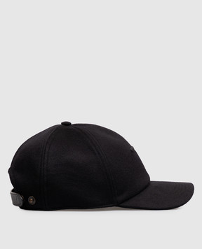 Tom Ford Black cashmere cap with monogram embroidery MH005TCW003G
