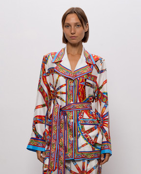 Dolce&Gabbana White printed silk blouse F5Q03TGDDTI