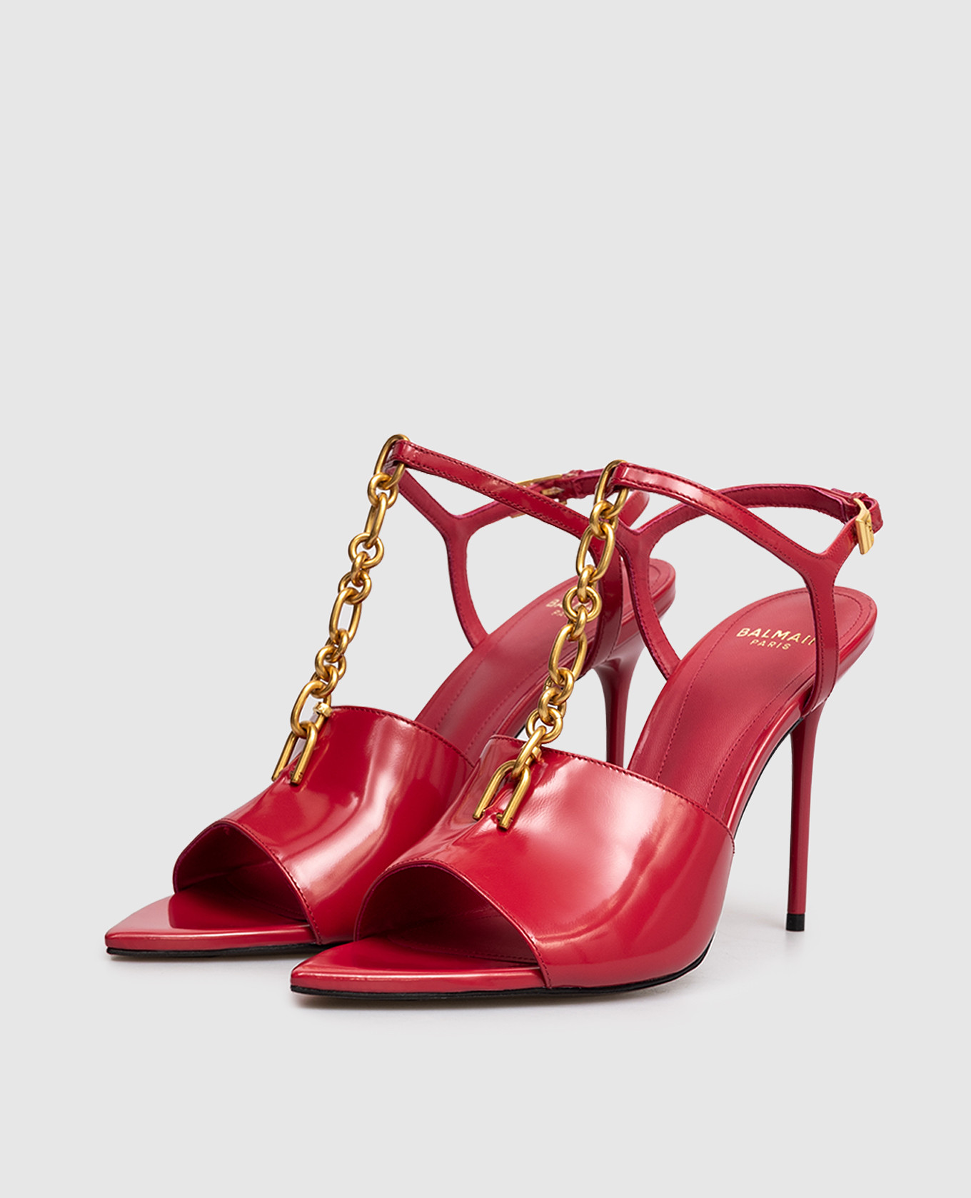 Pink leather Sync sandals Balmain 2