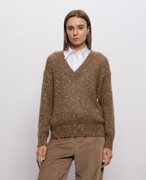 Brunello Cucinelli Brown sequined pullover MMS579702P