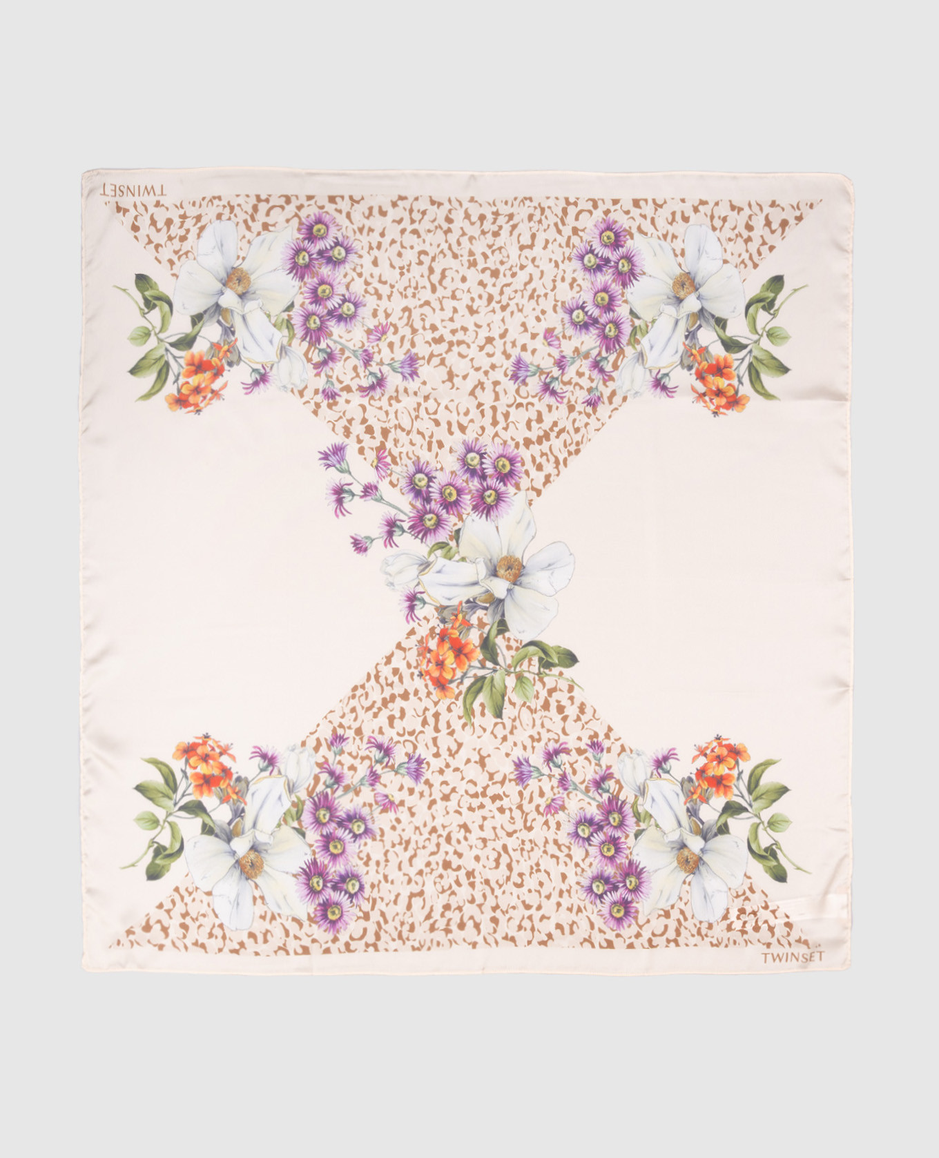 

Beige scarf with branded print Twinset