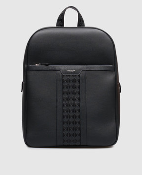 Serapian Dark blue leather backpack with weaving SRCMOMLL738431A021
