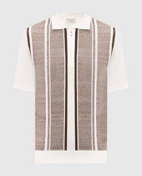 Bilancioni White polo with striped linen BE26M12PZF9