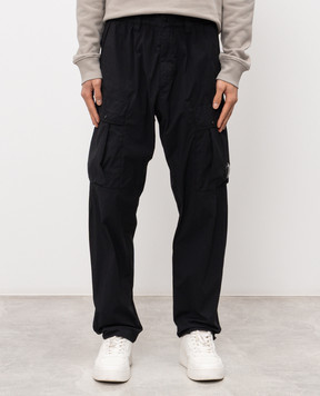 C.P. Company Black cargo pants with logo patch MPA255A006439G