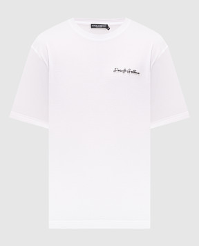 Dolce&Gabbana White T-shirt with contrast logo G8PN9ZG7Q1W