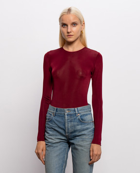 Saint Laurent Burgundy bodysuit with Cassandre pendant 876794Y38DS