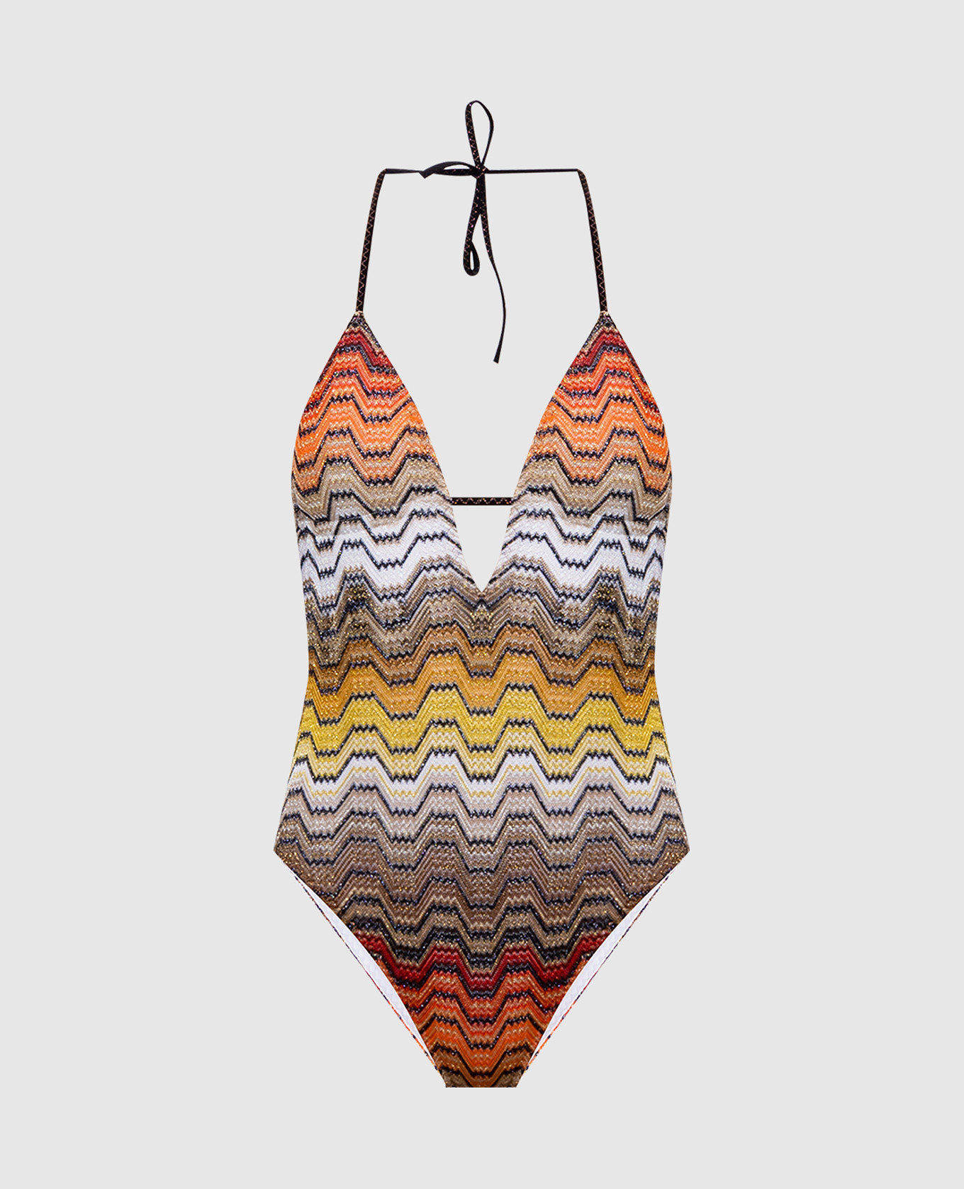 Geometric pattern swimsuit with lurex