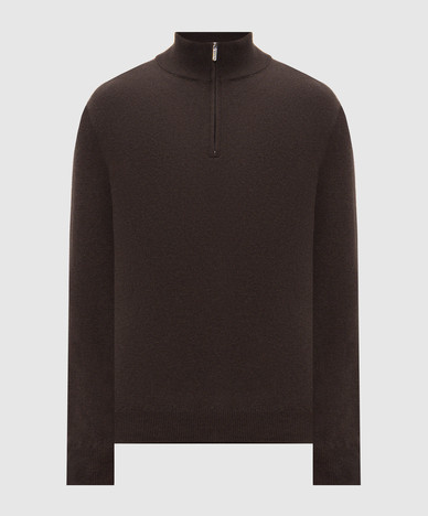 Brown cashmere sweater with zipper
