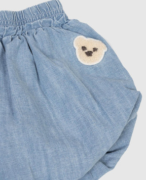 Palm Angels Children's blue shorts with a patch PGX8001S26DEN001