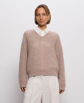 Peserico Beige openwork pullover with alpaca wool A99244F05G9100